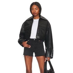 GRLFRND Helena High-Rise Black Jean Shorts Distressed